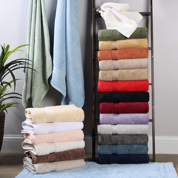 Superior Egyptian Cotton 12-Piece Towel Set, Assorted Towels for Home Bathroom, Guest Bath Decor Essentials, Includes 4 Bath, 4 Hand, 4 Face Towels/Washcloths, Quick Dry, Absorbent - Ivory