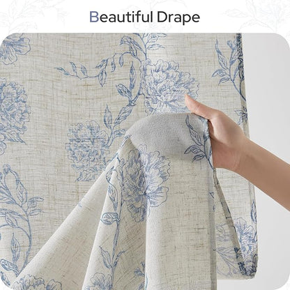 HOMEIDEAS Blue and White Floral Shower Curtain 72x72 Inch | Fresh Farmhouse Bathroom Decor,Waterproof and Machine Washable Fabric,Polyester with 12 Hooks