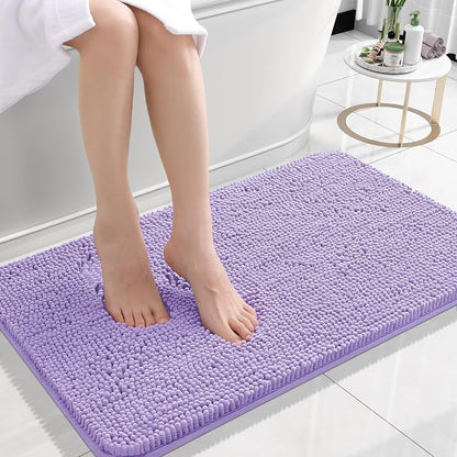 OLANLY Small Bathroom Rugs 24x16, Extra Soft Absorbent Chenille Bath Rugs | Lavender, Quick-Drying Rubber Backing, Machine Washable Bath Mat for Bathroom Floor, Tub and Shower, Home Decor Accessories