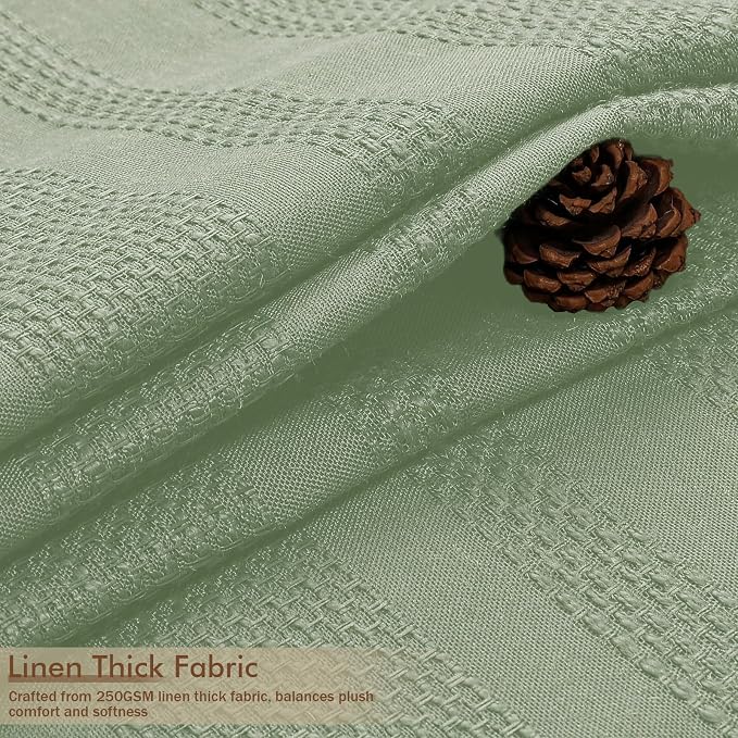 Light Green Shower Curtain 78 Inch Long, Boho Thick Linen Textured Shower Curtain with Tassel, Farmhouse Minimalist Striped Weighted Machine Washable Bathroom Decor, 72Wx78L Inches