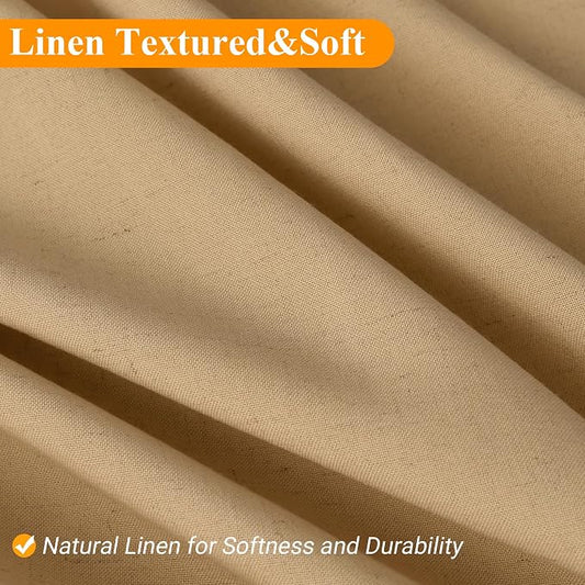 Gold Yellow 42 Inch Shower Curtain - Stall Narrow Half Linen Ultra Thick Fabric Shower Curtain Set with Hooks, Boho Farmhouse Rustic RV Camper Bath Curtains for Bathroom, 42x72