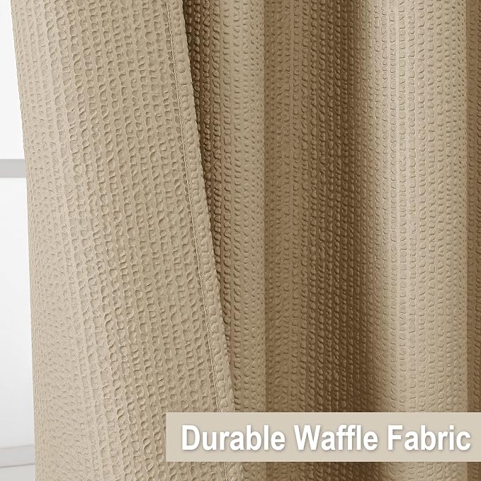 Extra Long Taupe Shower Curtain 72 x 96 Inch, 3D Embossed Texture Fabric Bathroom Shower Curtain, Large Hotel Bath Curtain with 12 Holes, Washable Cloth Shower Curtains