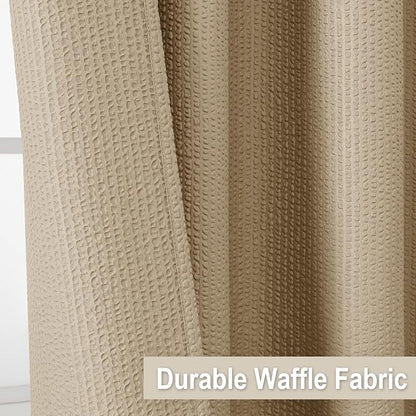 Extra Long Taupe Shower Curtain 72 x 96 Inch, 3D Embossed Texture Fabric Bathroom Shower Curtain, Large Hotel Bath Curtain with 12 Holes, Washable Cloth Shower Curtains