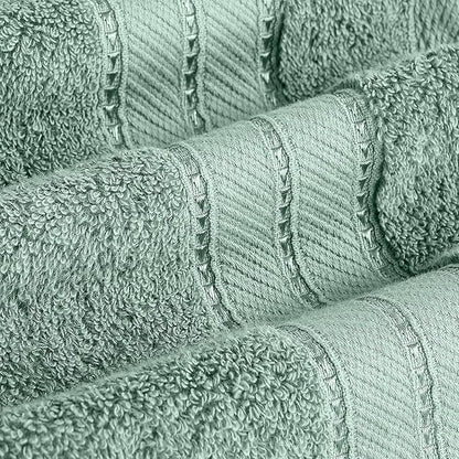 Modern Threads - Spun Loft 6-Piece 100% Combed Cotton Towel Set - Bath Towels, Hand Towels, & Washcloths - Super Absorbent & Quick Dry - 600 GSM - Soft & Plush, Eucalyptus