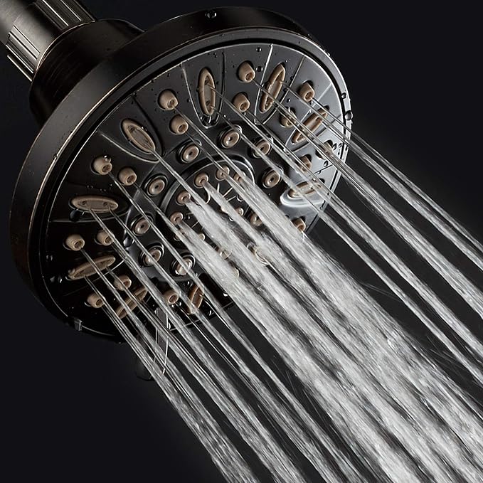 AquaDance OIL RUBBED BRONZE High Pressure 6-Setting 4" Shower Head – Angle Adjustable, Anti-Clog Showerhead Jets, Tool-Free Installation - USA Standard Certified - Top U.S. Brand