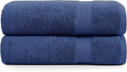 LANE LINEN Bath Sheet Set 100% Cotton 2 Pack Oversized Soft - Navy | Oversized Bath Towels - Coordinated Colors, Everyday Durability, OEKO-TEX Certified, Ring-Spun Durability, Generously Sized
