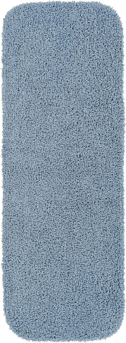 Garland Rug Jazz Nylon Washable 22 in. x 60 in. Basin Blue Bath Rug Soft, Absorbent, and Stylish for Your Bathroom