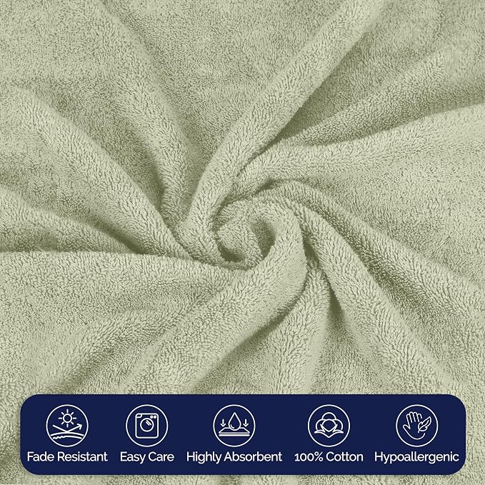 Elegant Comfort Premium Turkish Cotton 2 Pack Bath Towel Set - 27 x 54 inch, Luxurious Hotel Spa Quality 100% Turkish Cotton 2PC Bath Towel Set - Highly Absorbent - Soft Bathroom Towels, Mint Green