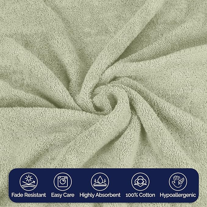 Elegant Comfort Premium Turkish Cotton 4 Pack Hand Towel Set - 16 x 28 inch, Luxurious Hotel Spa Quality 100% Turkish Cotton 4PC Hand Towel Set - Highly Absorbent - Soft Bathroom Towels, Mint Green