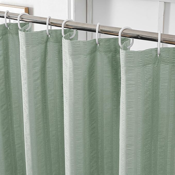 Aiyufeng Moga Sage Green Fabric Shower Curtain - Soft & Lightweight Small Shower Curtain with Texture for Narrow Stall Size, Machine Washable, 36" Wx72 L, Green