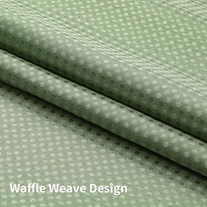 Colorful Star Sage Green No Hook Waffle Shower Curtain Set, 72 x 75 Inch | Waterproof Shower Curtain with Snap in Fabric Liner and Mesh Top Window, Hotel Style Heavy Duty Thick Bathroom Curtain