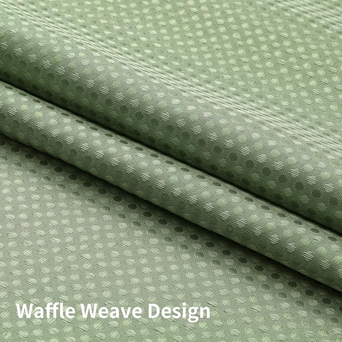 Colorful Star Sage Green No Hook Waffle Shower Curtain Set, 72 x 87 Inch | Waterproof Shower Curtain with Snap in Fabric Liner and Mesh Top Window, Hotel Style Heavy Duty Thick Bathroom Curtain