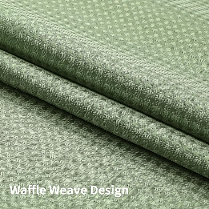 Colorful Star Sage Green No Hook Waffle Shower Curtain Set, 36 x 75 Inch | Waterproof Shower Curtain with Snap in Fabric Liner and Mesh Top Window, Hotel Style Heavy Duty Thick Bathroom Curtain