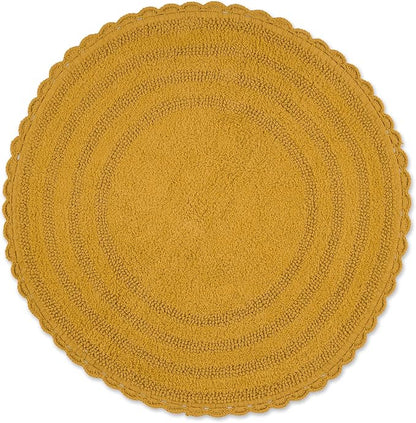 DII Crochet Collection Reversible Bath Mat, Round, 27.5" Diameter, Honey Gold