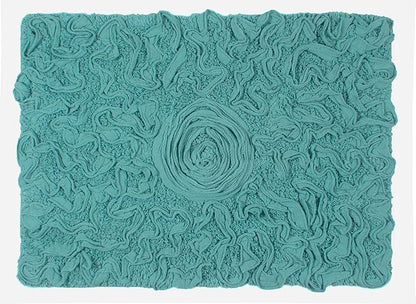 Home Weavers Bell Flower Collection 100% Cotton Tufted Bath Rugs, Extra Soft and Absorbent Bath Rugs, Non-Slip Bath Mats, Machine Washable, Bathroom Bath Mats for Floor, 17"x24" Rectangle, Turquoise