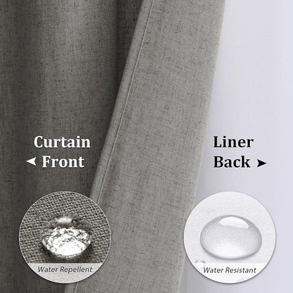 Linen Shower Curtain 78 Inches for Bathroom Grey Double Layer | Curtains with Hook, Snap in Liner, Water Repellent, Boho Farmhouse, Neutral Bath Decor, 1 Panel, 72x78