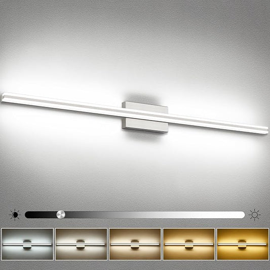 SOLFART Bathroom Vanity Lights Brushed Nickel 48inches Vanity Lights for Bathroom 5CCT LED Wall Light Fixtrues