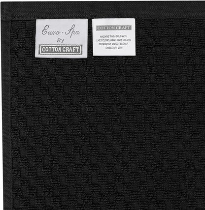 COTTON CRAFT Waffle Bath Sheets - Set of 2 Luxury Euro Spa Waffle Weave Bath Sheet Towels - 100% Ringspun Cotton Bath Sheet - Absorbent Quick Dry Bath Towel Sheet - Oversized 35 x 70 inches - Black