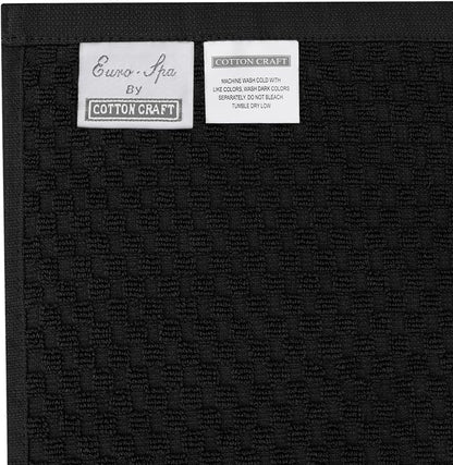 COTTON CRAFT Euro Spa Waffle Weave Bath Sheet - Set of 2 Black Towel Sheets | Pure 100% Ringspun Cotton Oversized Luxurious Towel Set - Soft Plush Super Absorbent Low Lint Quick Dry - 35 x 70 inches