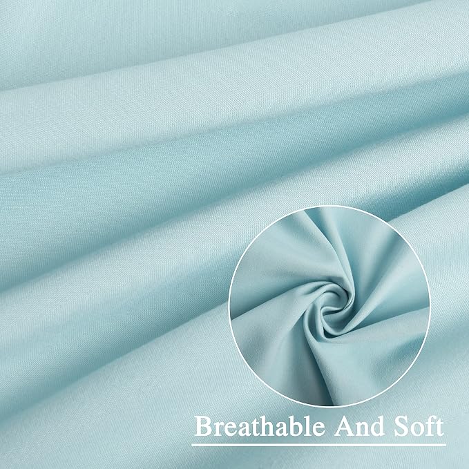 Homechoice Decor Spa Blue Ruffle Shower Curtain with 12 Buttonholes | Vintage Handcrafted Bow Tie Bath Curtain for Master Bathroom, Ruched Microfiber Bathroom Curtain, 72" W x 72" H (LQ-10)