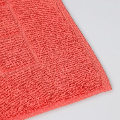 Superior 100% Cotton Bathmat Set, Bath Mats, Bathroom Decor, Shower, Bathtub Essentials, Home Accessories, Small Washable Rug, No Backing, Heavyweight, Nora Collection, Set of 2, 22" x 35", Coral