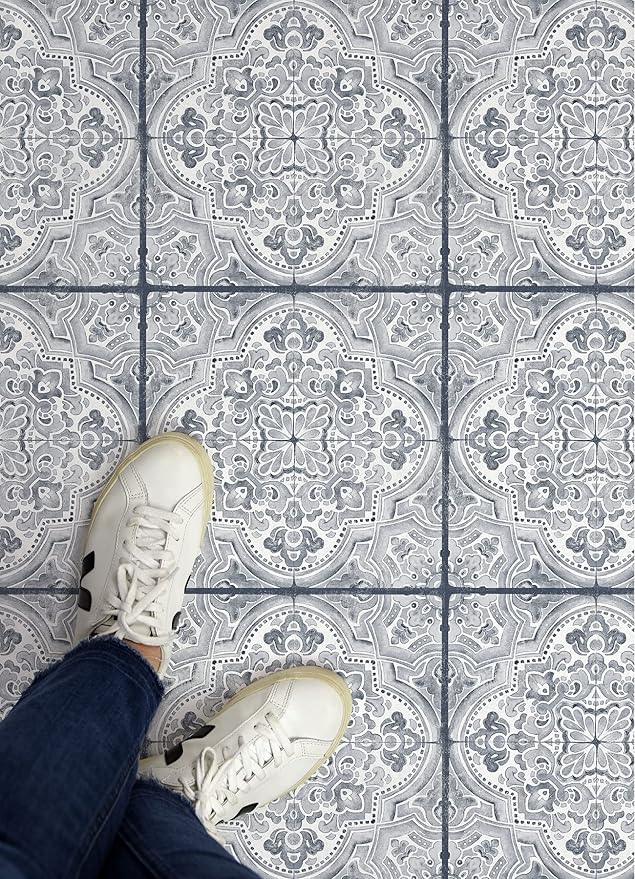 FloorPops Hastings Peel & Stick Floor Tiles, Blue