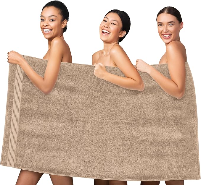Elegant Comfort Premium Turkish Cotton 1 Piece Jumbo Bath Towel - 35 x 70 inch, Luxurious Hotel Spa Quality 100% Turkish Cotton Large Bath Towel - Highly Absorbent - Soft Bathroom Towel, Taupe