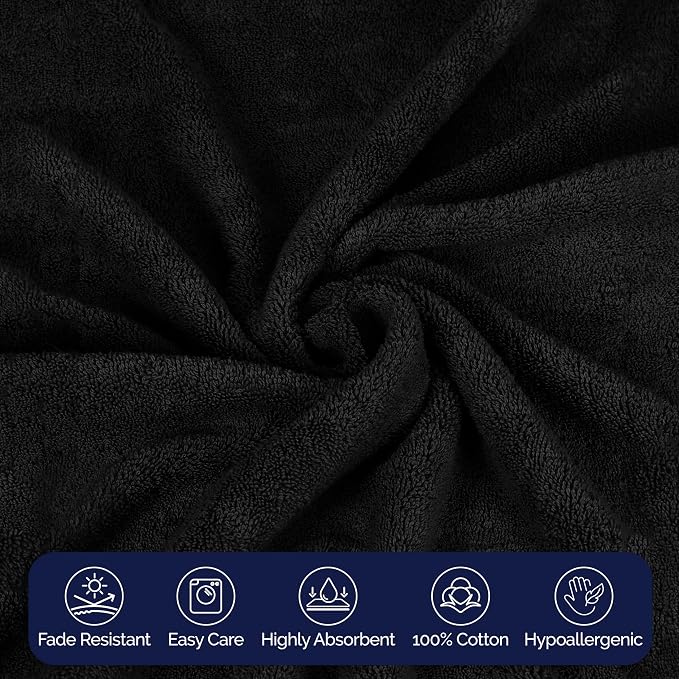 Elegant Comfort Premium Turkish Cotton 1 Piece Jumbo Bath Towel - 35 x 70 inch, Luxurious Hotel Spa Quality 100% Turkish Cotton Large Bath Towel - Highly Absorbent - Soft Bathroom Towel, Black