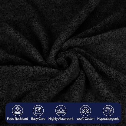 Elegant Comfort Premium Turkish Cotton 2 Pack Bath Towel Set - 27 x 54 inch, Luxurious Hotel Spa Quality 100% Turkish Cotton 2PC Bath Towel Set - Highly Absorbent - Soft Bathroom Towels, Black