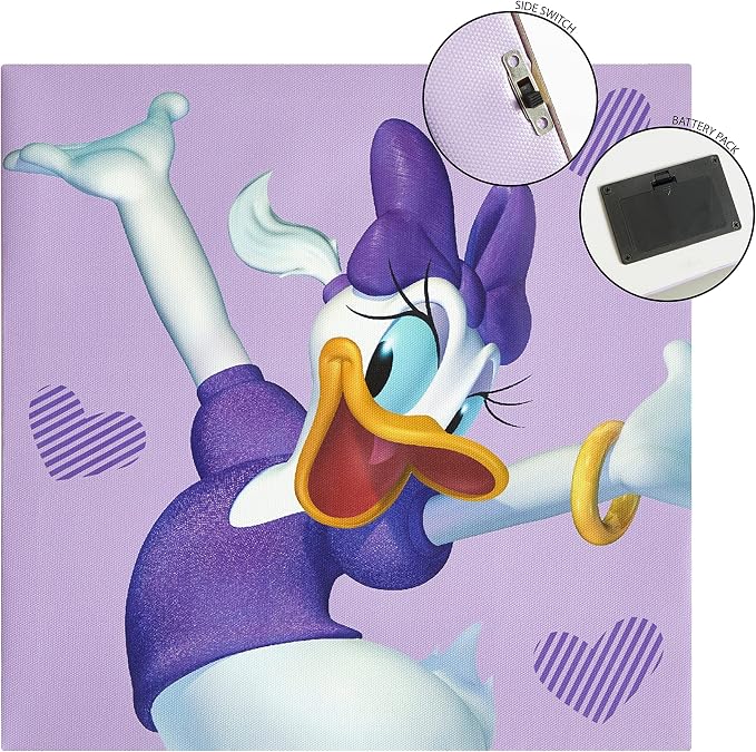 Disney Minnie Mouse LED Canvas Wall Art – 4-Pack Set for Kids – Light-Up 11x11” Panels – Minnie Room Décor for Girls – Battery Operated Wall Hanging for Bedroom or Playroom