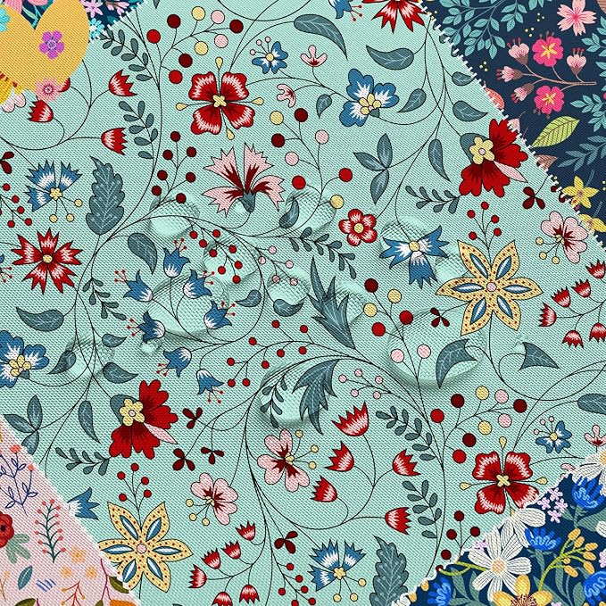 Boho Patchwork Floral Shower Curtain - Vintage Bohemian Colorful Flowers With Inspirational Quotes, Retro Funky Wildflower Hippie Eclectic Pattern, Fabric Waterproof 72"x72"