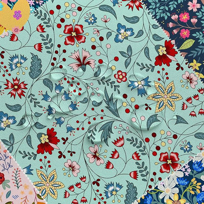 Boho Patchwork Floral Shower Curtain - Vintage Bohemian Colorful Flowers With Inspirational Quotes, Retro Funky Wildflower Hippie Eclectic Pattern, Fabric Waterproof 72"x72"