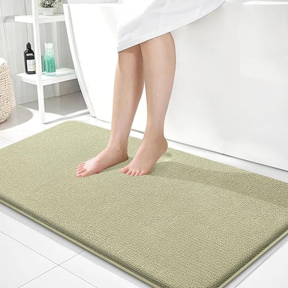 OLANLY Memory Foam Bathroom Runner Rugs 44x24, Absorbent Long Mat, Vanilla | Soft Quick Dry Bath Rugs, Non-Slip Carpet, Machine Washable Mat for Bathroom Floor, Tub and Shower, Home Decor Accessories