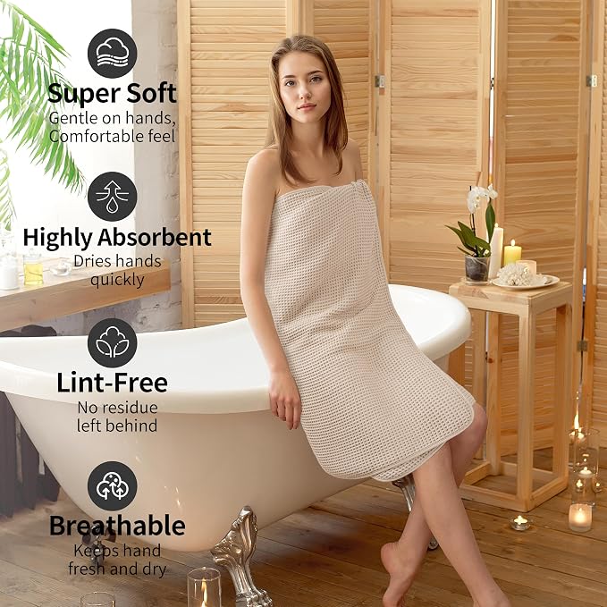 MICROFI New Microfiber Waffle Bath Towels, 2 Pieces, Oversized, Soft, Absorbent, Fast Drying, Lint Free 430 GSM (30''x60''/76cm x 152cm)