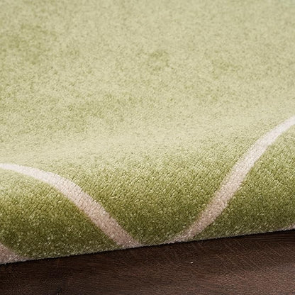 Nourison Home Nourison Essentials Green Ivory 2'2" x 7'6" Area Rug - Easy Clean, Non Shedding, Bed Room, Living Room, Dining Room, Kitchen (8' Runner)