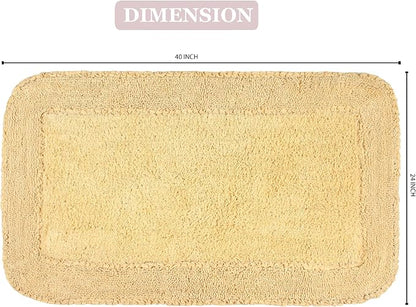 Home Weavers Radiant Collection 100% Cotton Bathroom Rugs Set, Washable Rug, Thick Extra Soft and Absorbent Bath Rug, Kitchen Mat, Bath Mat Set, Bath Floor Mat Non Slip, 24"x40" Rectangle, Yellow
