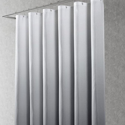 Shower Curtain 72 inches Long 6FT for Bathroom 1 Panel Grey | Ombre Waffle, Shower Curtains with Hook, Water Repellent, Boho Farmhouse, Simple Modern Bath Decor, 72x72