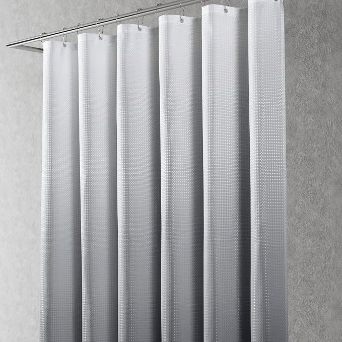 Shower Curtain 78 inches Long for Bathroom 1 Panel Grey | Ombre Waffle, Shower Curtains with Hook, Water Repellent, Boho Farmhouse, Simple Modern Bath Decor, Machine Washable, 72x78