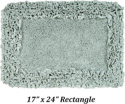 Better Trends 100% Cotton 17" x 24" Bathmat Ultra Soft Water Absorbent Spray Latex Backing Machine Washable Bath Rug for Bathroom Floor Mat Home Decor, Sage Shaggy Border Collection