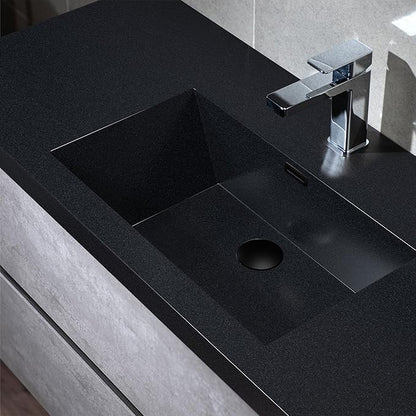 WOODBRIDGE 48 in. W x 19 in. D Wall Mounted Floating Bathroom Vanity in Gray with Quartz Sand Composite Vanity Top in Matte Black