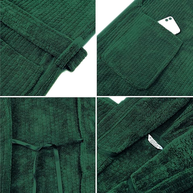 Men's Bathrobes with Hood, Soft Long Towel Robe for Men - Super Absorbent Quick Dry yet Warm