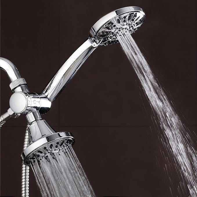 AquaDance Total Chrome Premium High Pressure 48-setting 3-Way Combo for The Best of Both Worlds – Enjoy Luxurious 6-setting Rain Shower Head and 6-Setting Hand Held Shower Separately or Together | Enjoy Two 6-Setting Rain & Hand Showerheads Separately ...