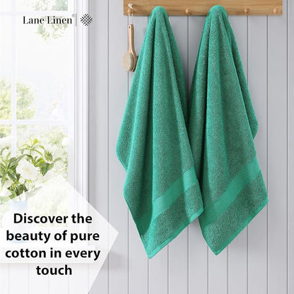 LANE LINEN Bath Towels Pack of 4 (28"x54") - 100% Ring Spun Cotton Bathroom Towel Set - Reinforced Edges, Quick Dry, Soft & Absorbent Large Bath Towels - Lightweight, Perfect for Daily Use - Emerald