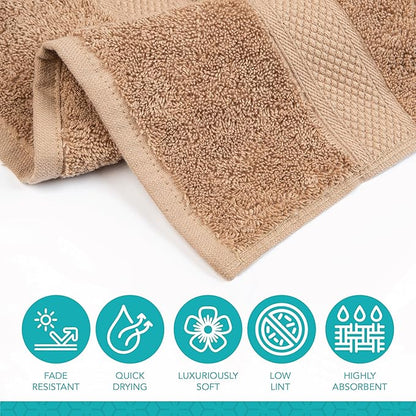 Pleasant Home Bath Towels Set of 6 (24” x 50”) 100% Cotton, 515 GSM | Lightweight, Soft & Highly Absorbent Luxury Towels for Bathroom | for Gym, Pool & Spa | 6 Pack, Mocha