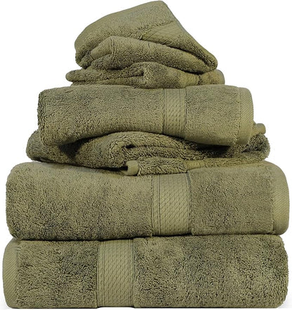 Superior Egyptian Cotton Ultra Plush & Absorbent, 6 Piece Set, Forest Green | Quick Dry, Soft Luxury Towel Set, Bath Essentials, Guest Bath, Spa, 2 Bath, 2 Hand, 2 Face Towels, Madeline Towels