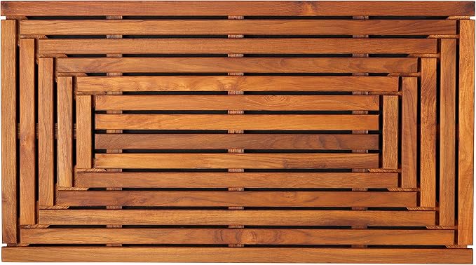 Giza Shower, Spa, Door Mat in Solid Teak Wood, 36" x 20"