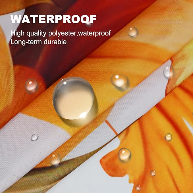 Fall Shower Curtain Set Autumn Pumpkin Eucalyptus Leaves Shower Curtains Rustic Waterproof Fabric Bath Curtains with 12 Hooks for Fall Home Bathroom Decor, 72 x 72 Inches