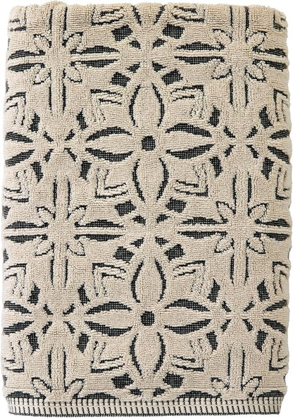 SKL Home Lisbon Bath Towel, Premium 100% Cotton, Black | 600 GSM weight. Spa-level quality. Soft & absorbent. Reversible jacquard pattern for 2-looks-in-1.