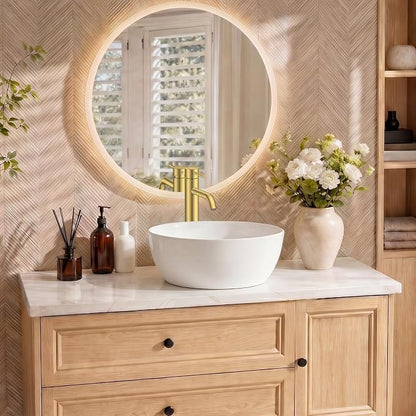 FORIOUS Vessel Tall Bathroom Faucet 1 Hole Brushed Gold Single Handle | for 1 Hole Vessel Sink Only, Single Handle Faucet with Pop up Drain, for Basin Bowl Vanity Lavatory Residential/Commercial
