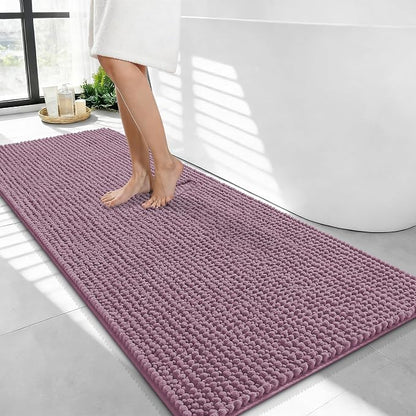 OLANLY Thick Chenille Bathroom Runner Rugs Mats 44x24, Deep Plum | Soft Absorbent Bath Rugs, Rubber Backing, Machine Wash Dry, Bath Mats for Bathroom, Tub and Shower, Home Decor Accessories